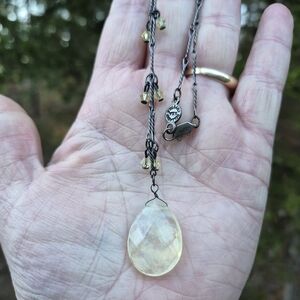 Bellagio USA Crystal Quartz Pendant Swarovski Crystals Necklace Vintage 1980s